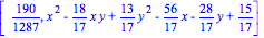 [190/1287, x^2-18/17*x*y+13/17*y^2-56/17*x-28/17*y+15/17]